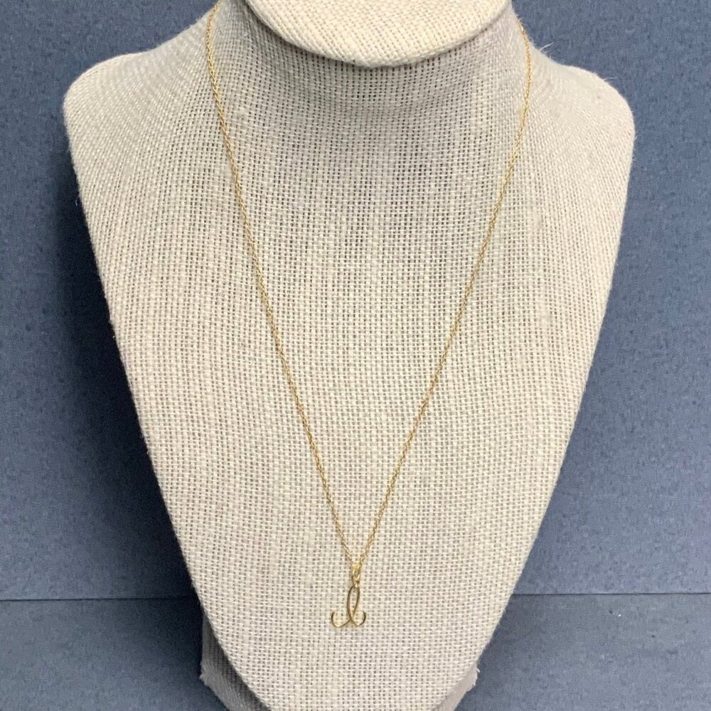 I Monogram Pendant Necklace 18 In Delicate 925 Gold Chain Cursive Script Vintage